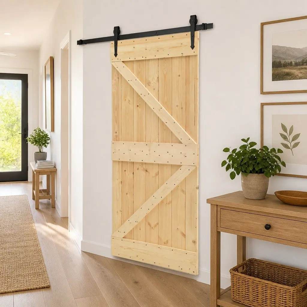 Solid Pine Wood Interior Door 80 x 210 cm Natural Brown Modern Minimalist Design