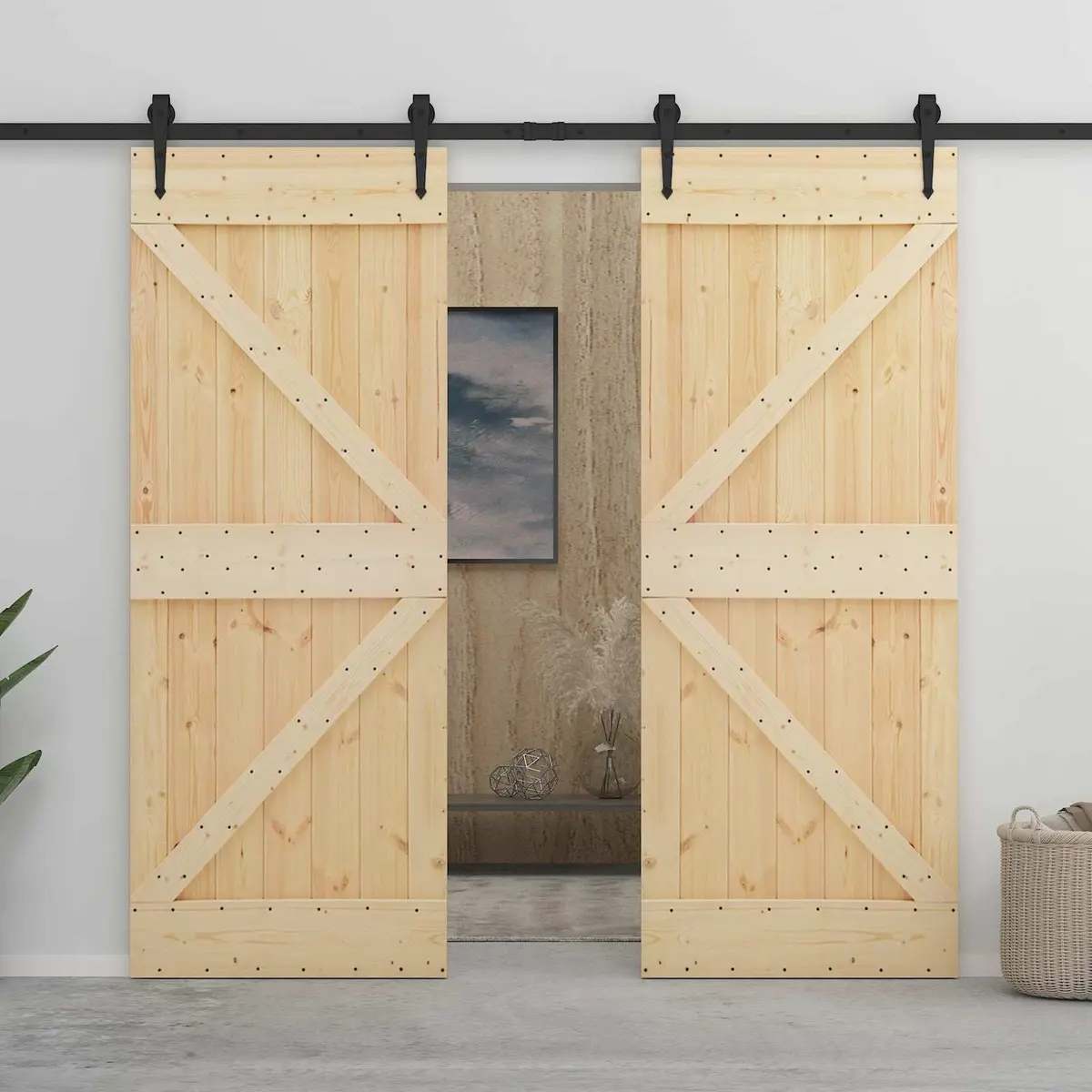 Solid Pine Wood Door Interior 100 x 210 cm Natural Minimalist Design Clean Lines