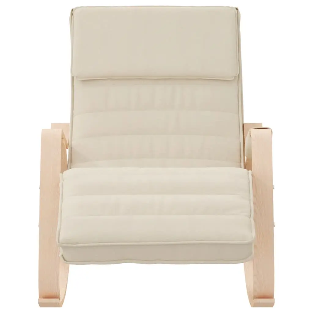 Rocking Chair Cream Fabric Padded Seat Solid Birch Wood Frame