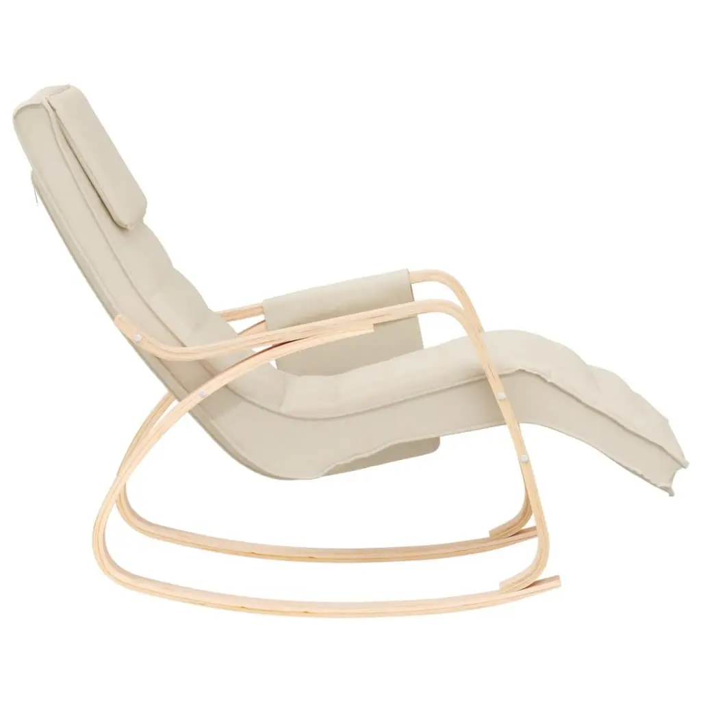 Rocking Chair Cream Fabric Padded Seat Solid Birch Wood Frame