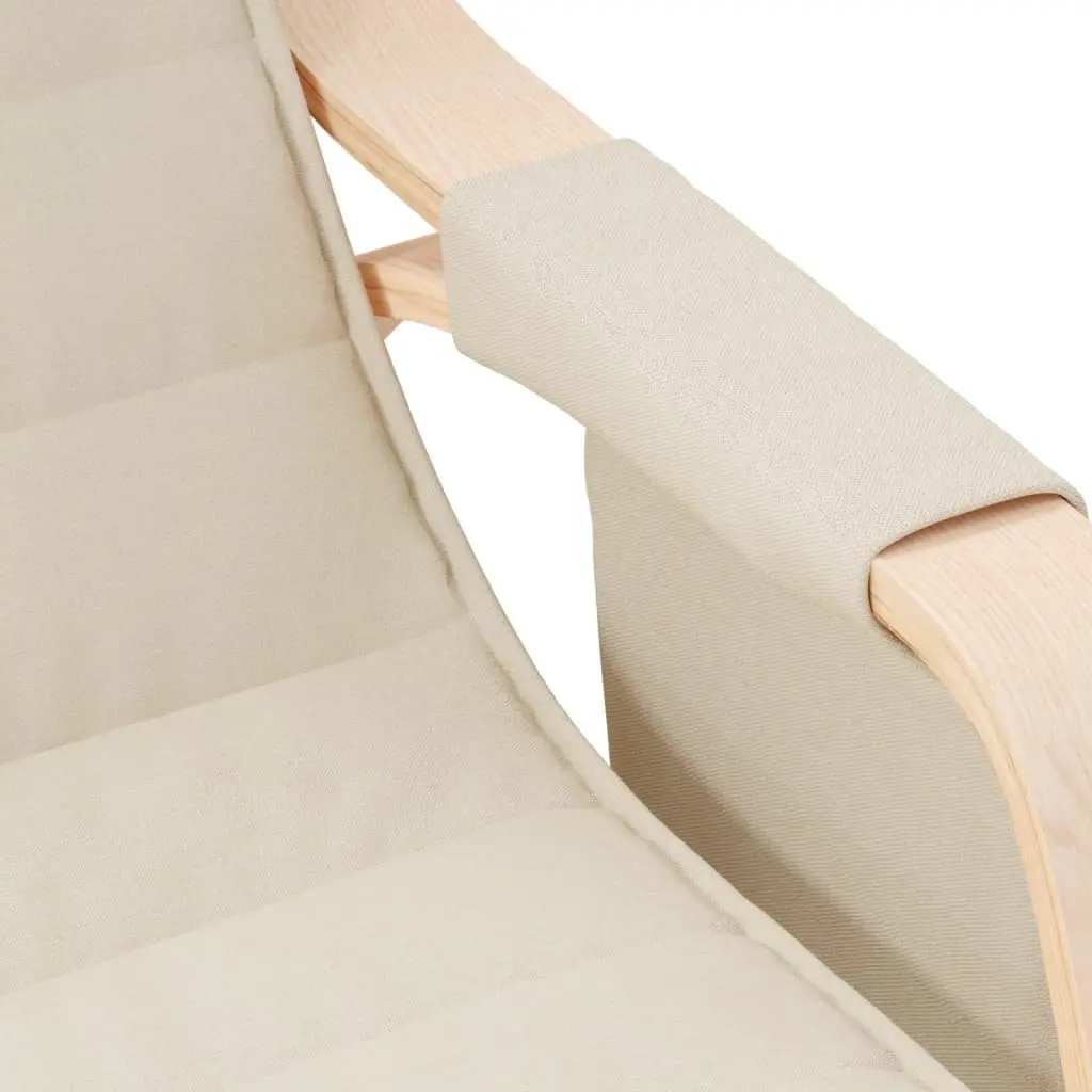Rocking Chair Cream Fabric Padded Seat Solid Birch Wood Frame
