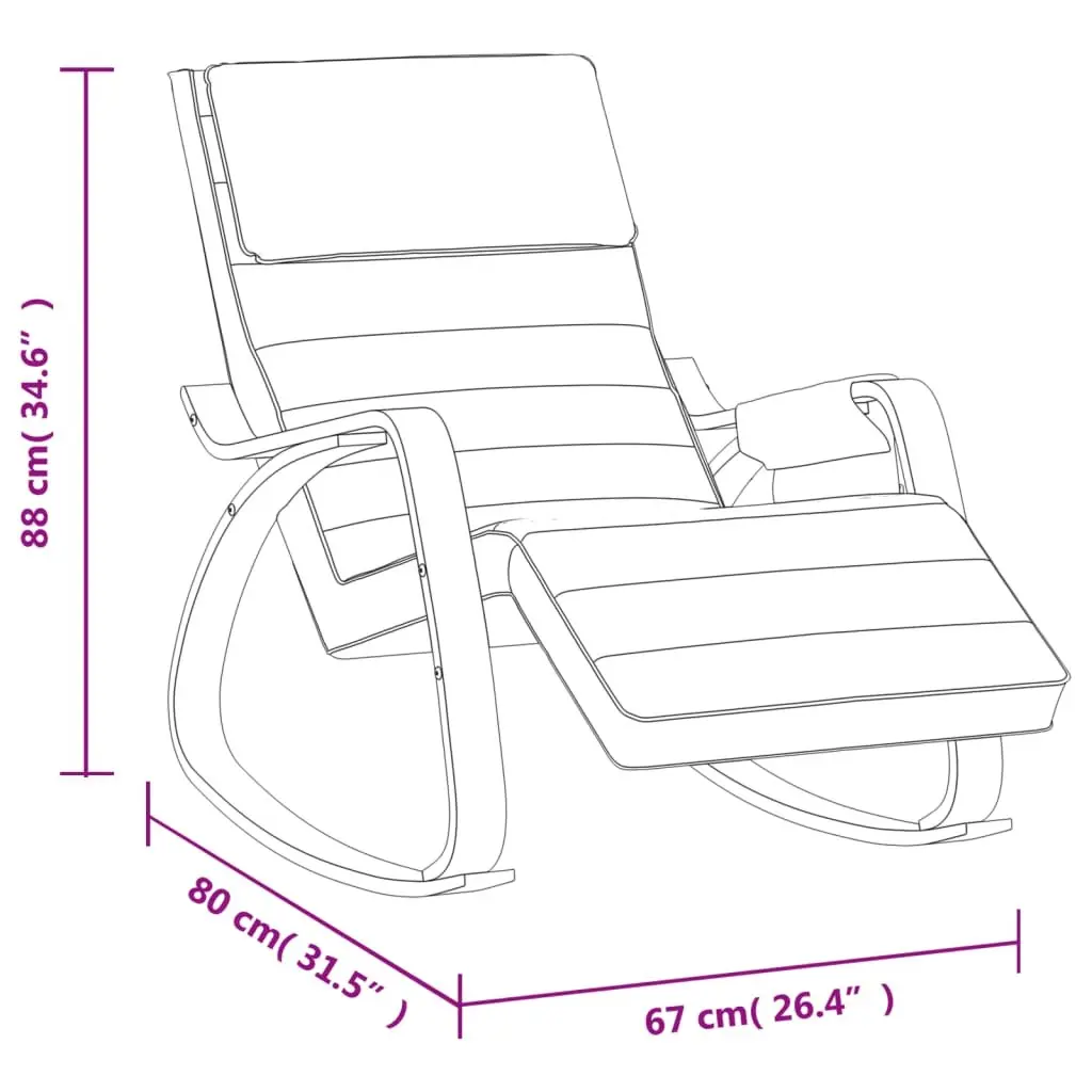 Rocking Chair Cream Fabric Padded Seat Solid Birch Wood Frame