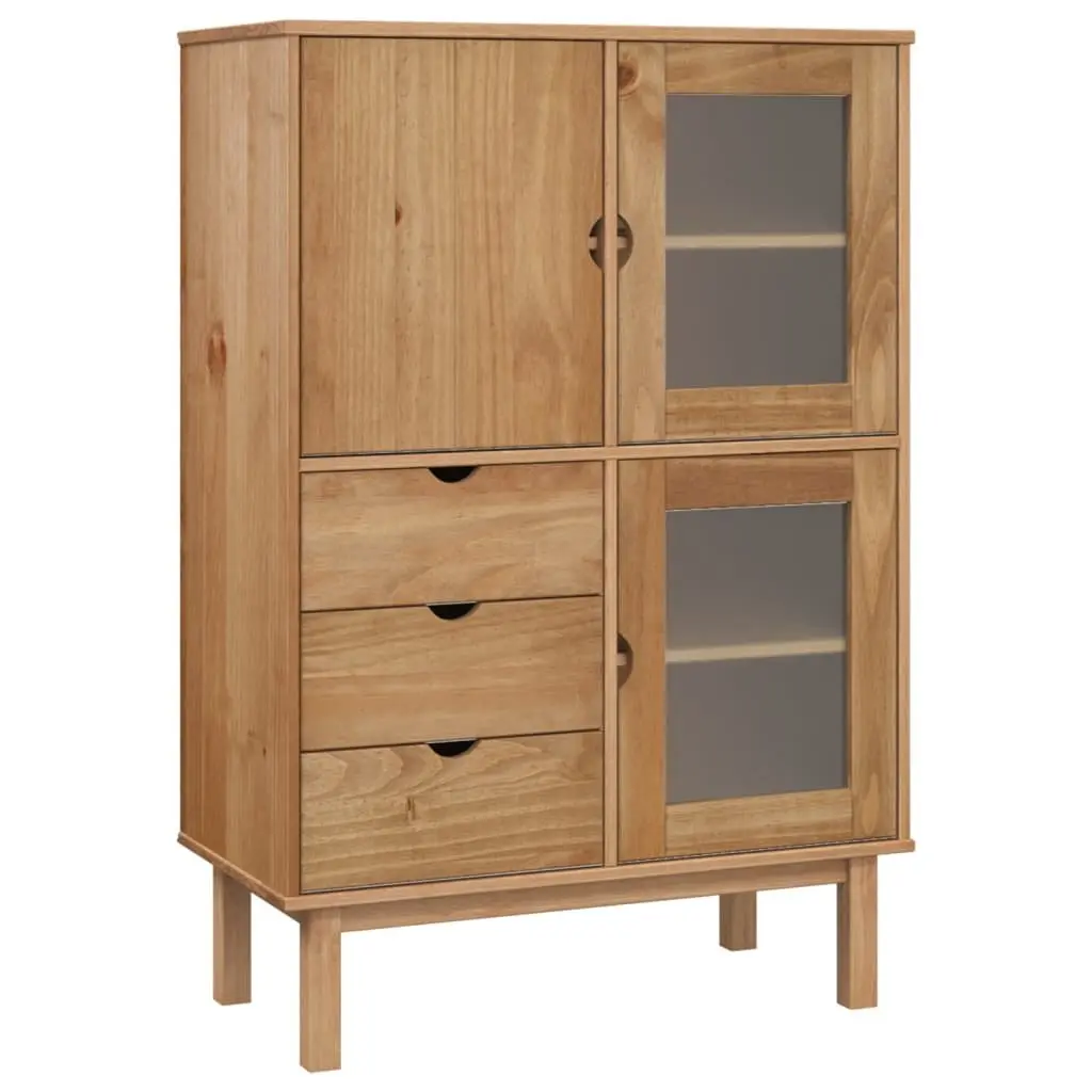 Highboard Solid Wood Pine Storage Cabinet 85x43x125cm 3 Drawers