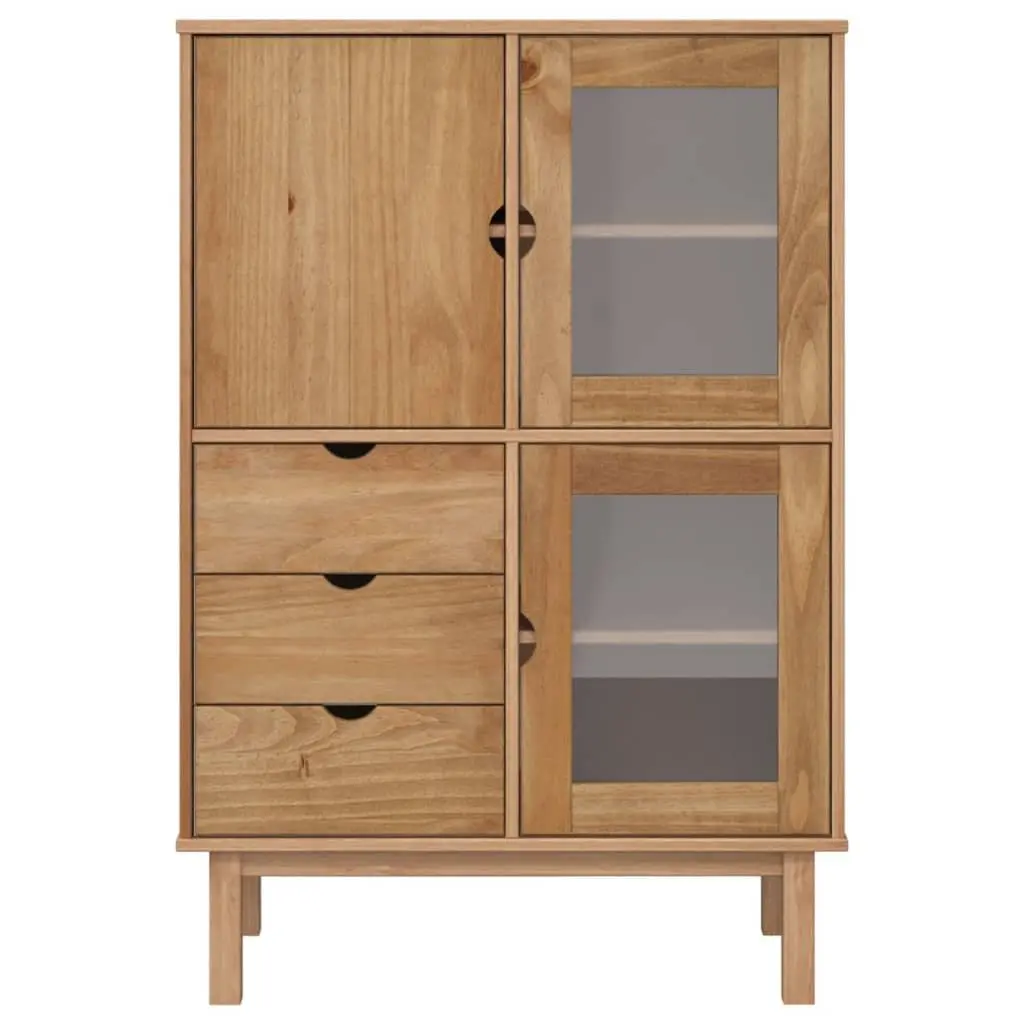 Highboard Solid Wood Pine Storage Cabinet 85x43x125cm 3 Drawers