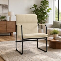 Lounge Chair Cream Fabric Upholstered Armchair Recliner Living Room Furniture
