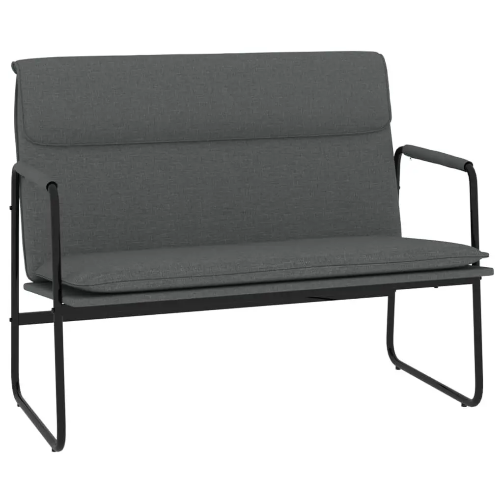 Grey Fabric Upholstered Bench Seating Durable Metal Frame Living Room Furniture
