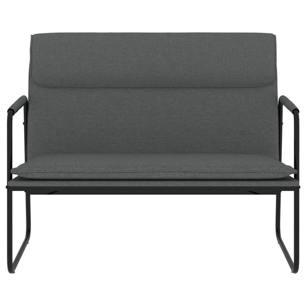 Grey Fabric Upholstered Bench Seating Durable Metal Frame Living Room Furniture