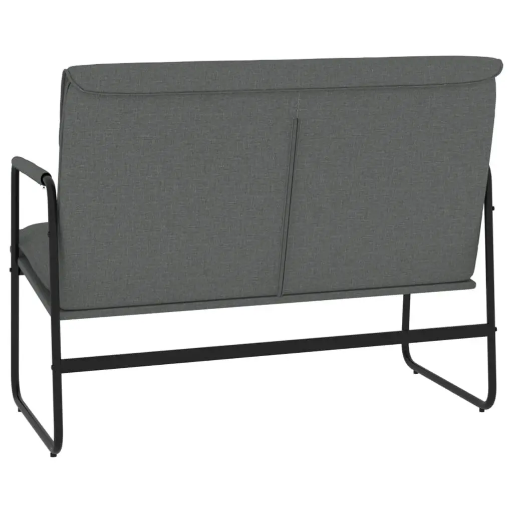 Grey Fabric Upholstered Bench Seating Durable Metal Frame Living Room Furniture