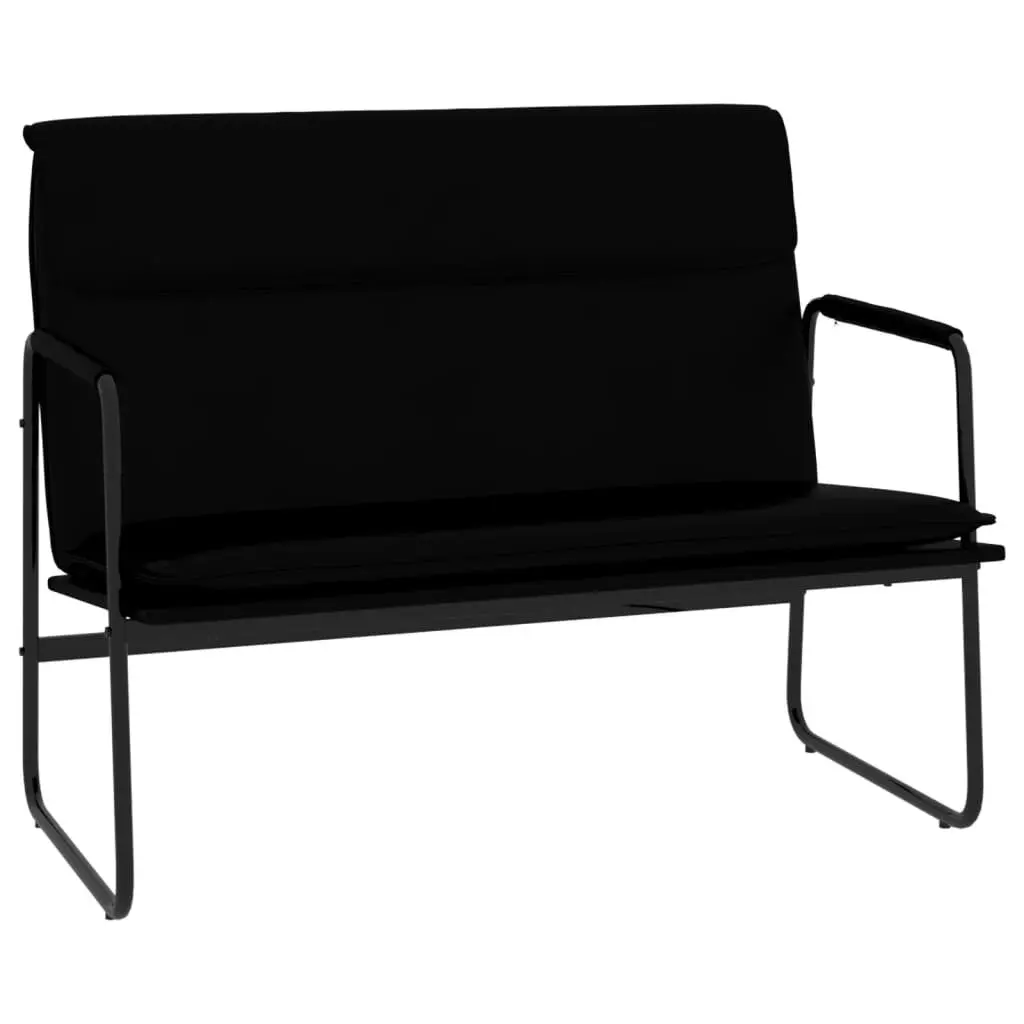 Faux Leather Bench Upholstered Padded Back Rest Black 100 x 64 x 80 cm