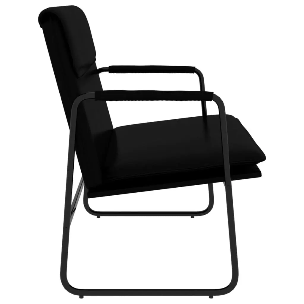 Faux Leather Bench Upholstered Padded Back Rest Black 100 x 64 x 80 cm