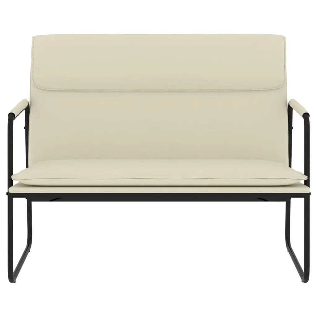 Faux Leather Bench Cream Upholstered Seating 100 x 64 x 80 cm