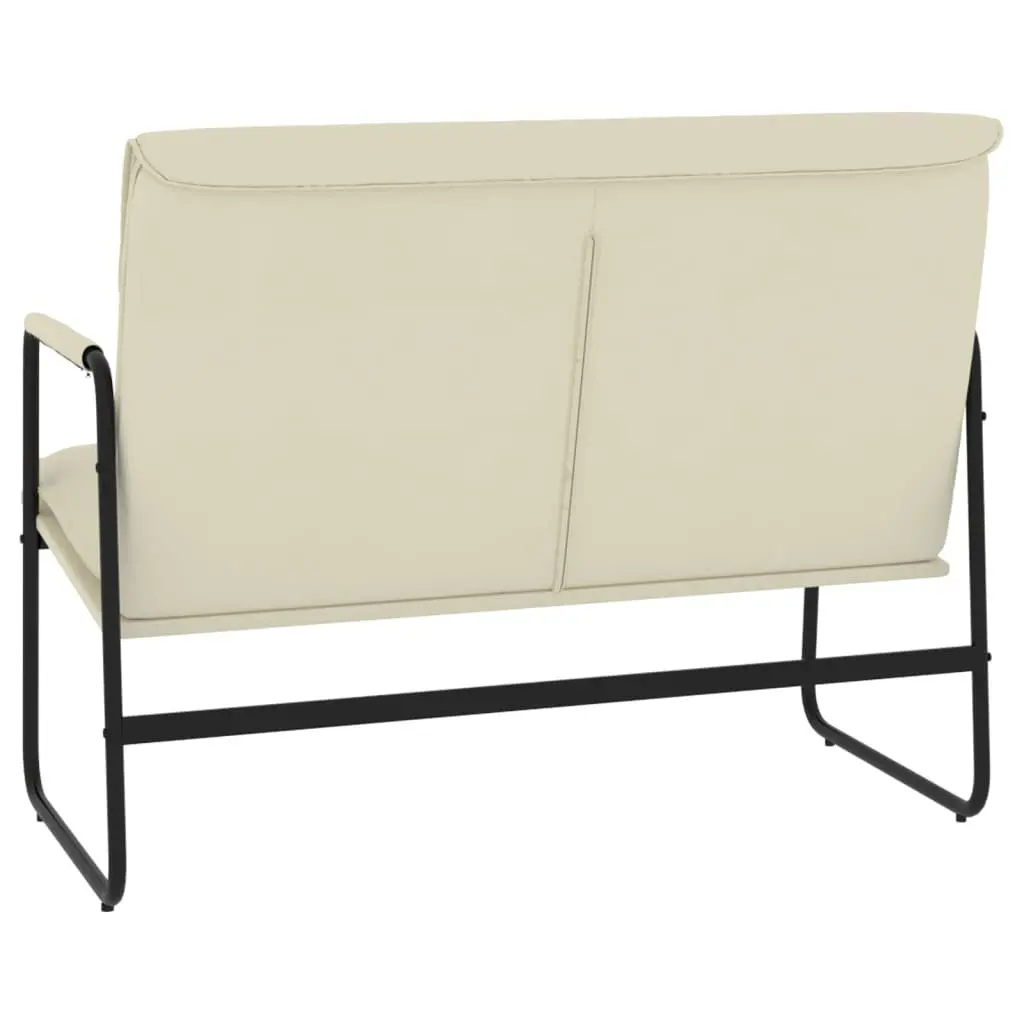 Faux Leather Bench Cream Upholstered Seating 100 x 64 x 80 cm