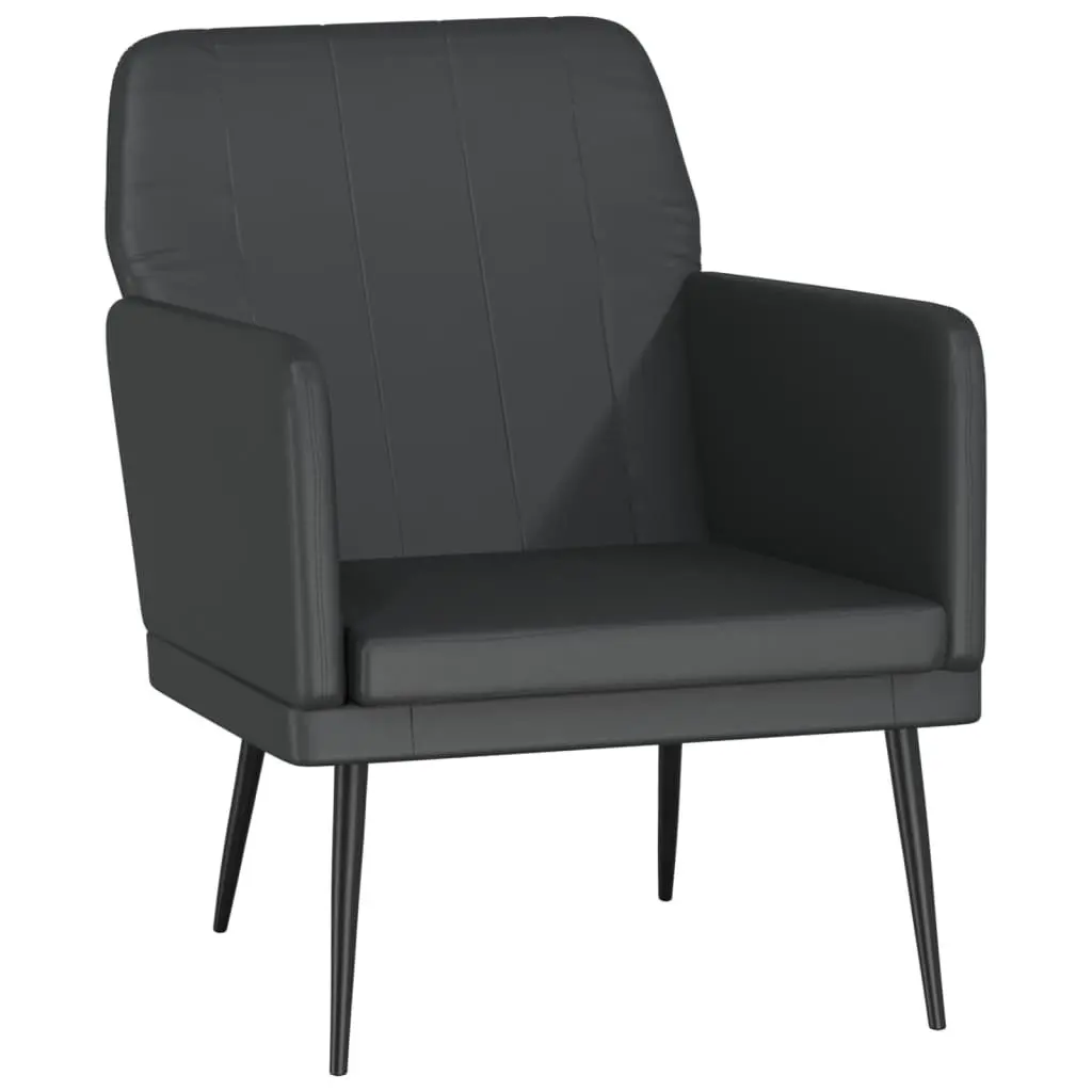 Faux Leather Armchair Black Relaxation Chair Padded Seat