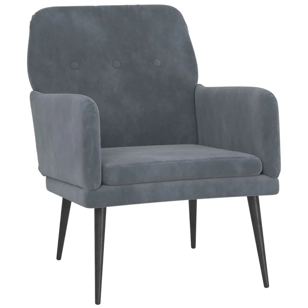 Armchair Dark Grey Velvet Upholstered Lounge Chair 62 x 79 x 79 cm