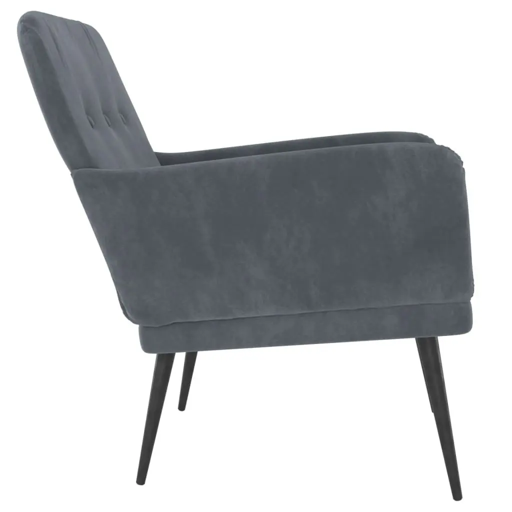 Armchair Dark Grey Velvet Upholstered Lounge Chair 62 x 79 x 79 cm
