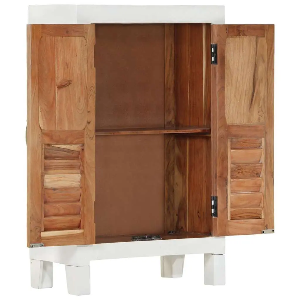 Solid Wood Acacia Sideboard White 55x30x90cm