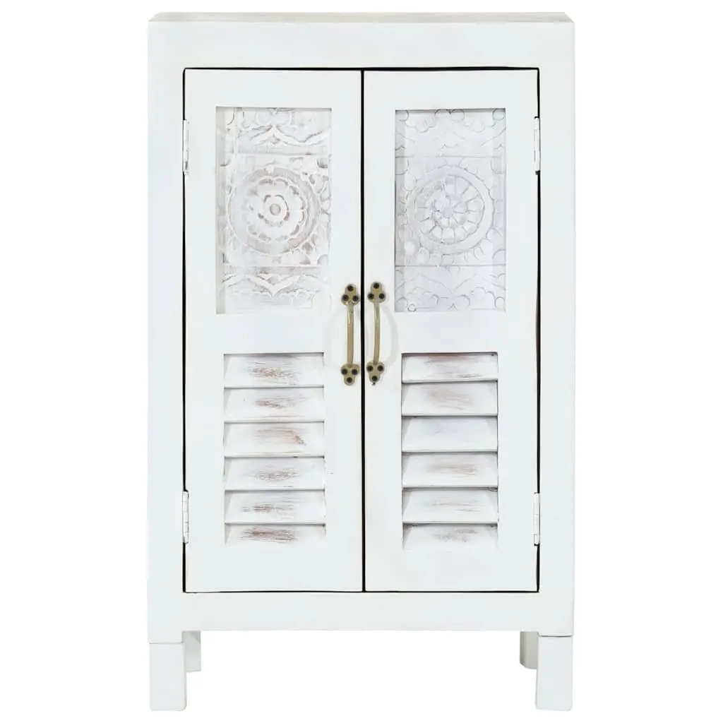 Solid Wood Acacia Sideboard White 55x30x90cm