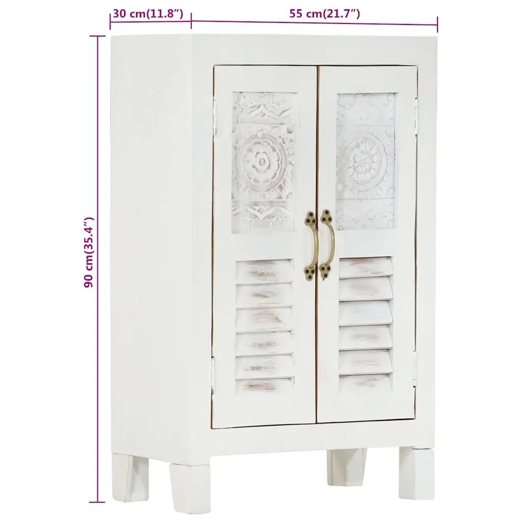Solid Wood Acacia Sideboard White 55x30x90cm