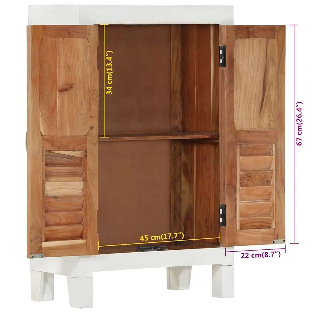 Solid Wood Acacia Sideboard White 55x30x90cm