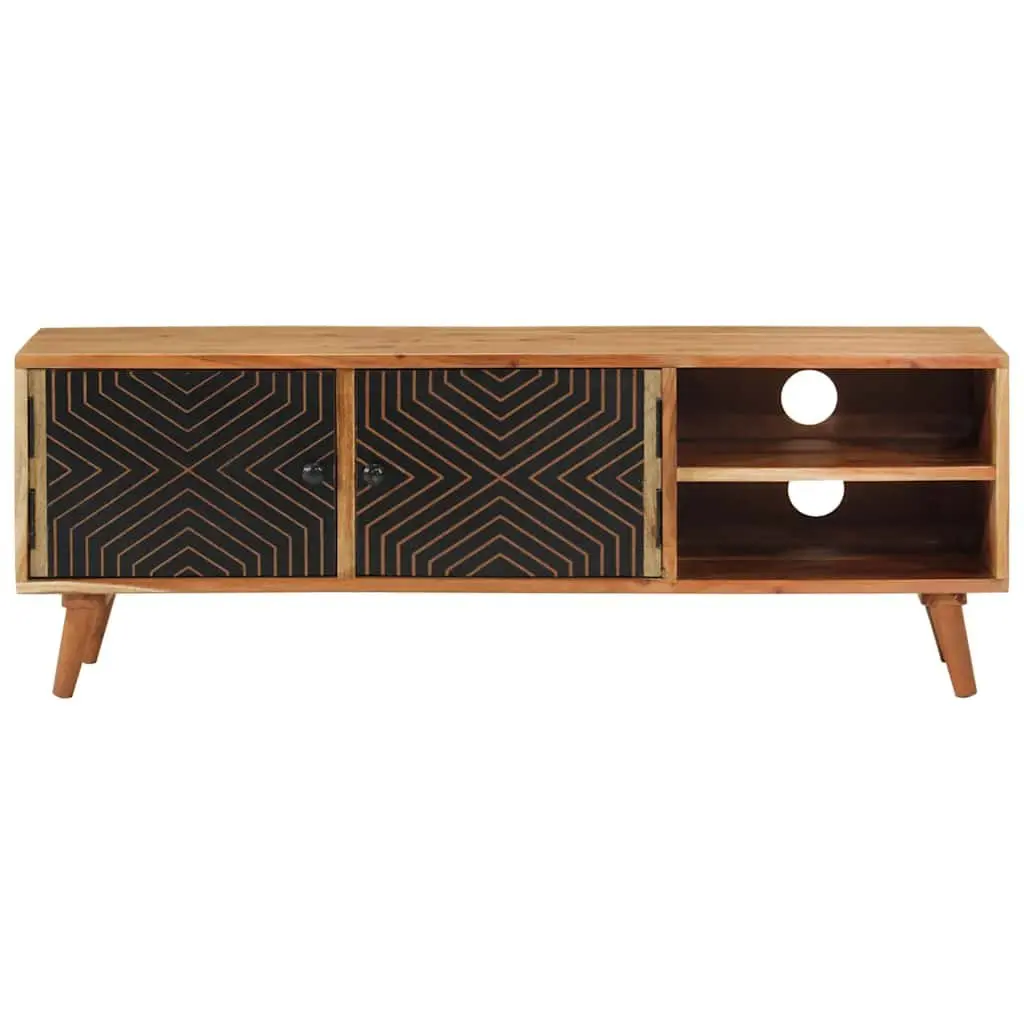 TV Cabinet Solid Wood Acacia Brown 112x30x40 cm Storage Unit Media Stand