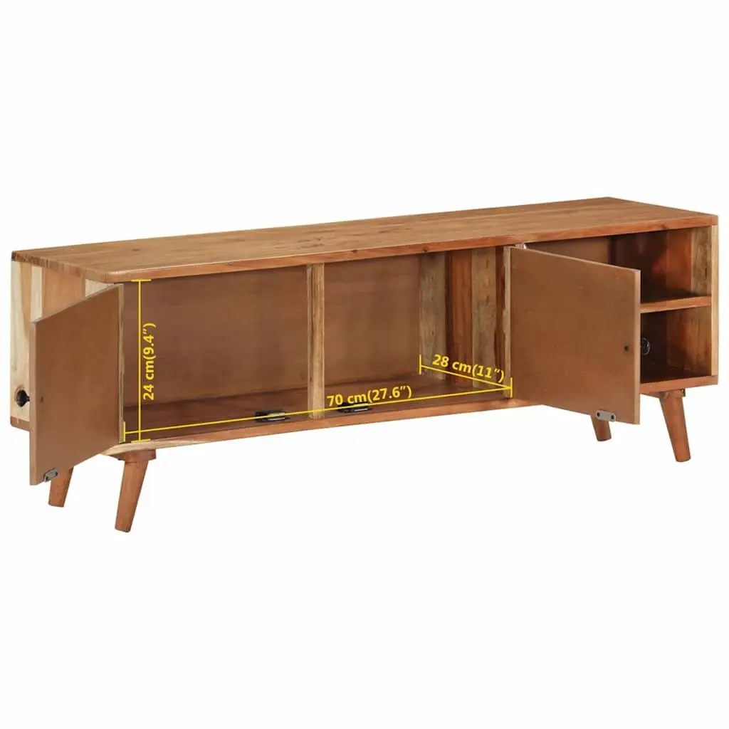 TV Cabinet Solid Wood Acacia Brown 112x30x40 cm Storage Unit Media Stand