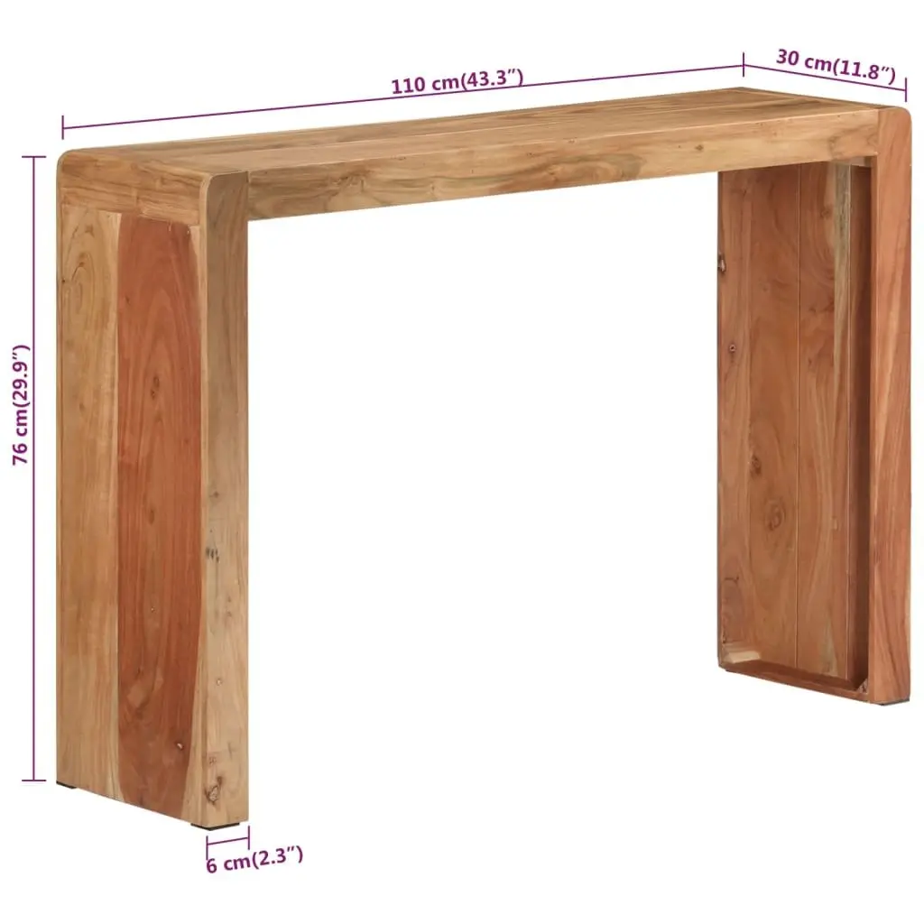 Console Table Rustic Solid Acacia Wood 110x30x76 cm Brown