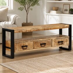 Friendly Solid Mango Wood TV Cabinet 120x30x45 cm