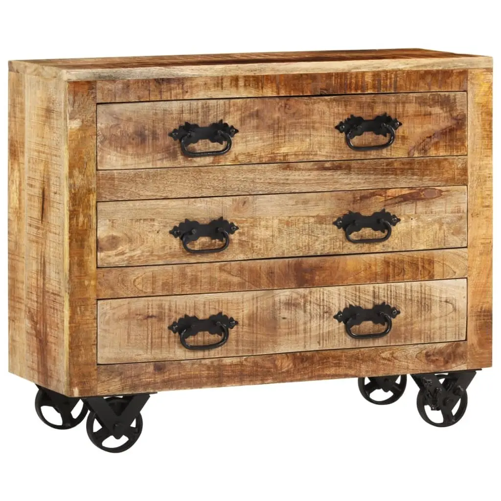 Sideboard with 3 Drawers Storage Cabinet Solid Mango Wood Furniture Brown