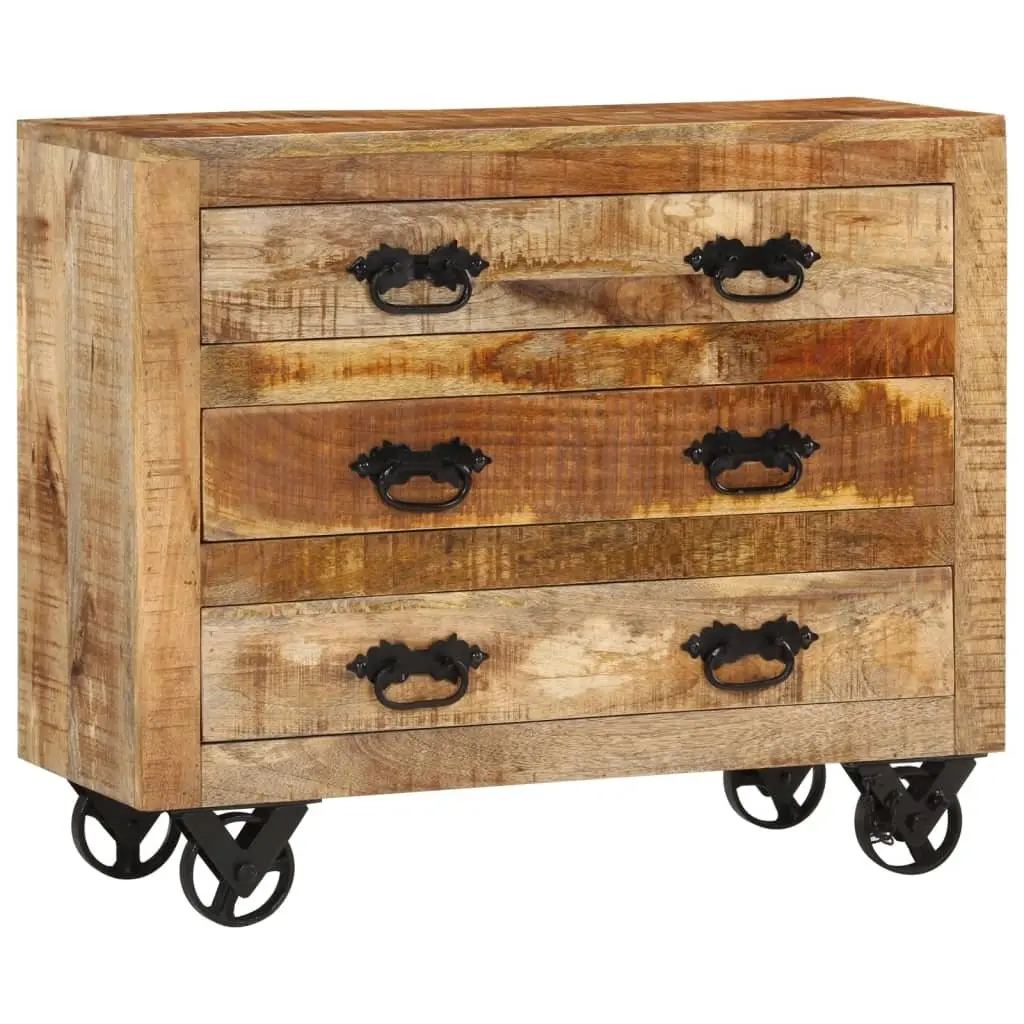 Sideboard with 3 Drawers Storage Cabinet Solid Mango Wood Furniture Brown
