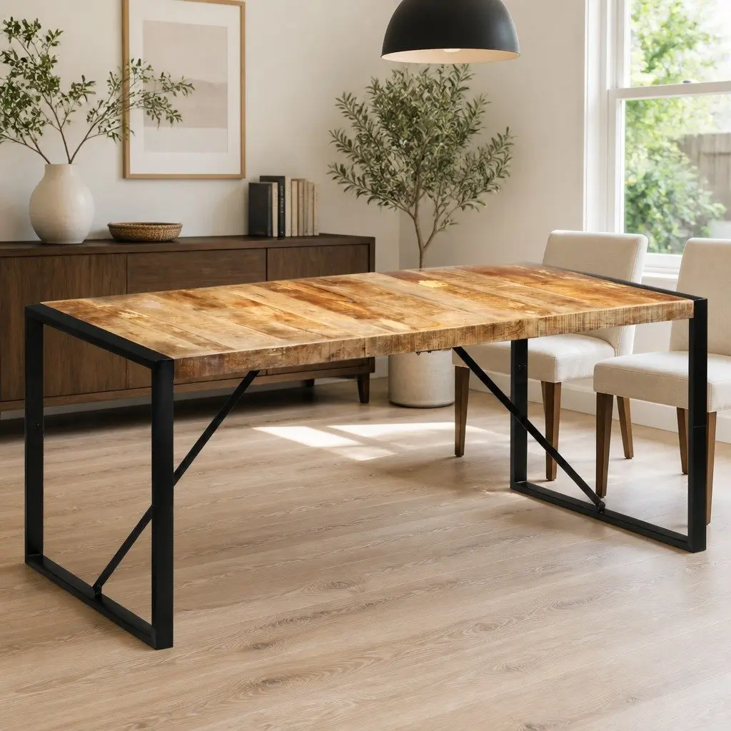 Dining Table 175x90x76 cm Solid Mango Wood Kitchen Furniture Brown Sturdy Frame