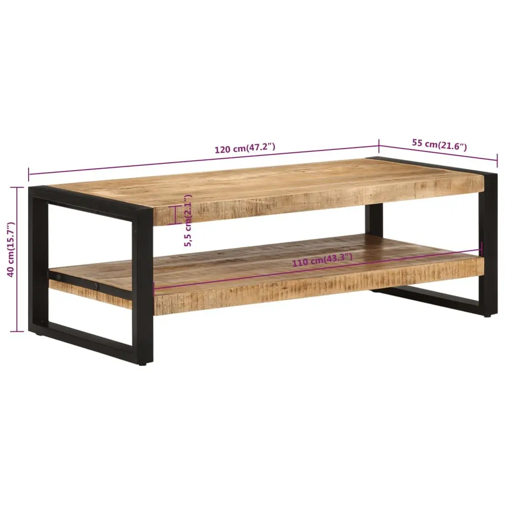 Coffee Table Rustic Two Tier 120x55x40 cm Solid Wood Mango