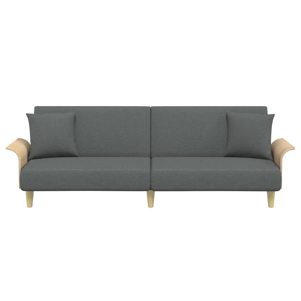 Sofa Bed Adjustable Backrest Grey Fabric with Armrests