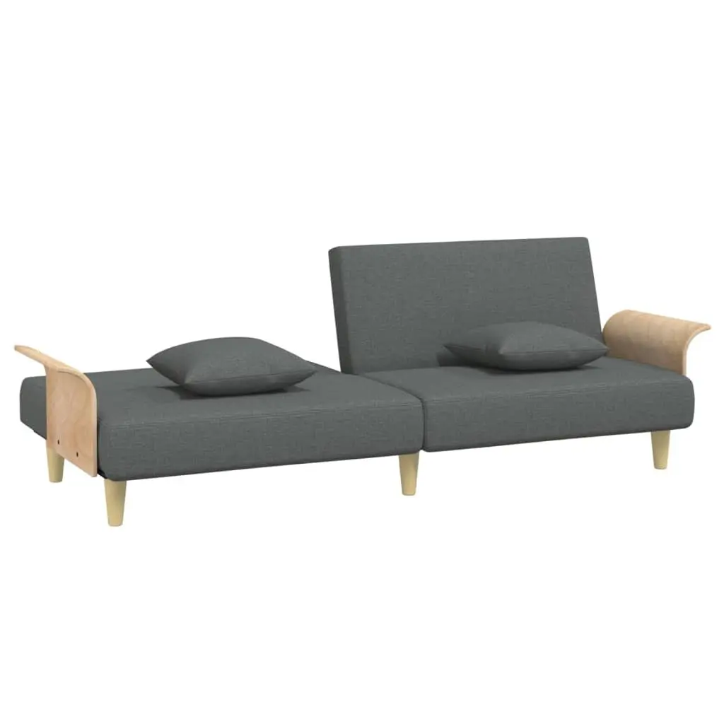 Sofa Bed Adjustable Backrest Grey Fabric with Armrests