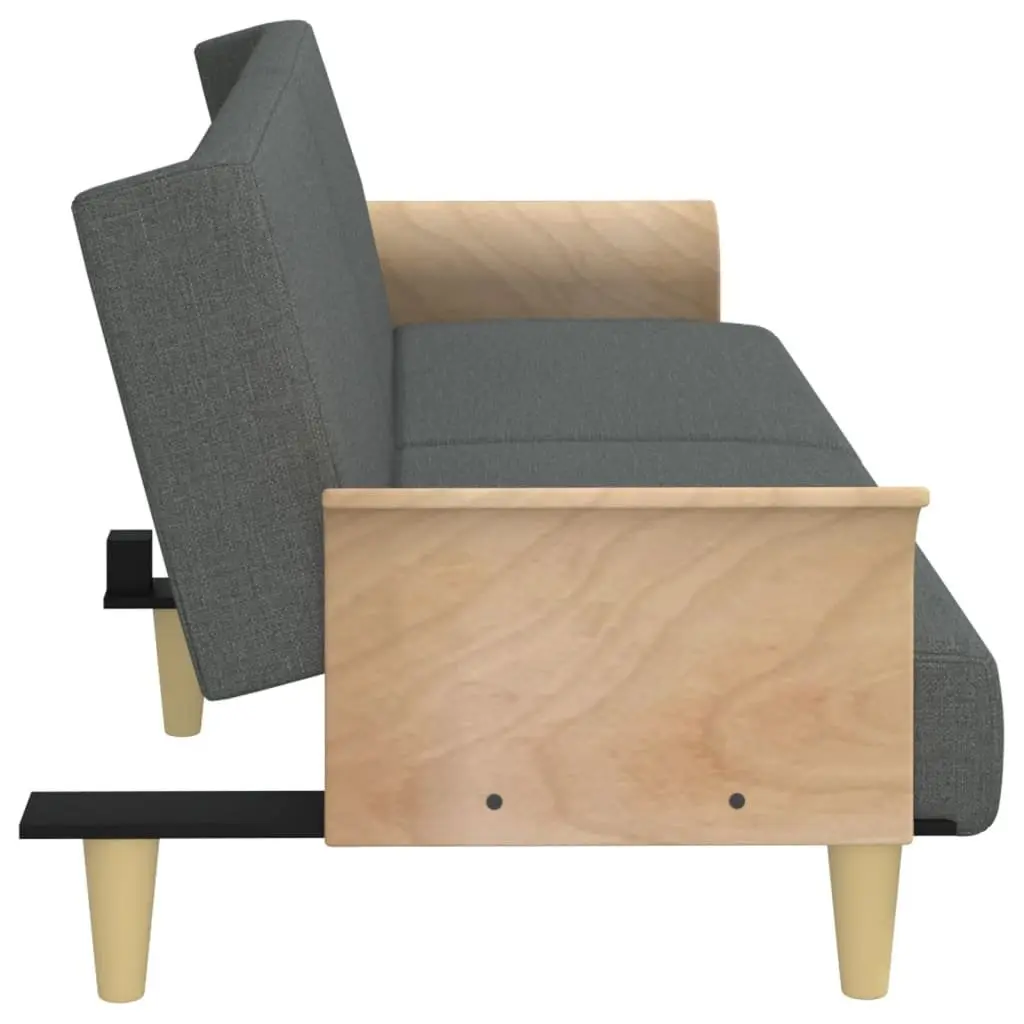Sofa Bed Adjustable Backrest Grey Fabric with Armrests