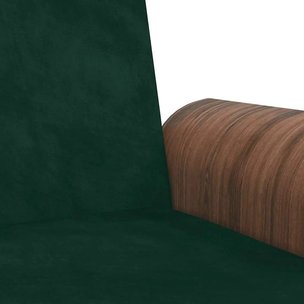 Green Velvet Sofa Bed with Adjustable Backrest Foldable Tea Table and Cup Holders