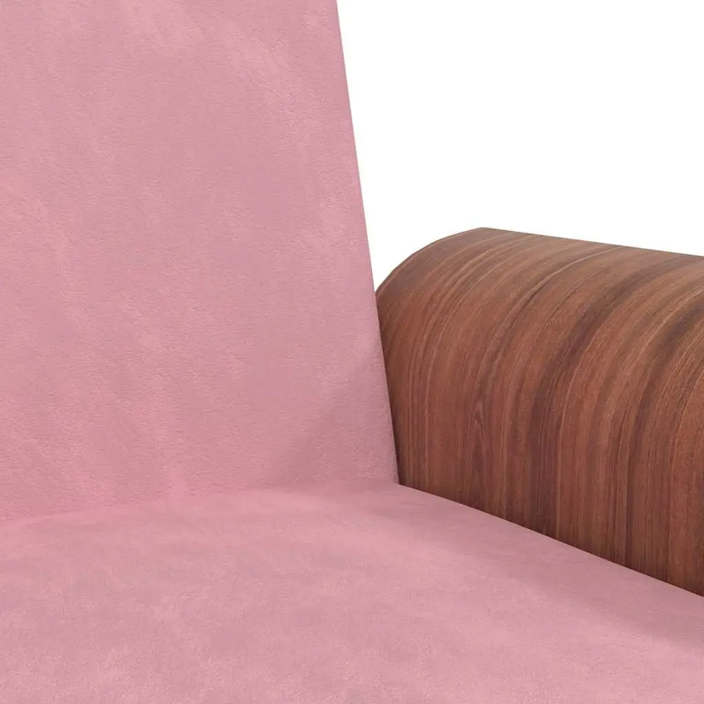 Sofa Bed Pink Velvet Adjustable Backrest Foldable Tea Table