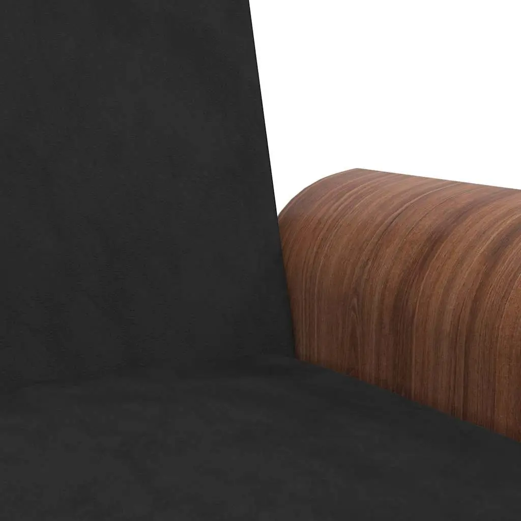 Sofa Bed with Adjustable Backrest Cup Holders Foldable Tea Table Black Velvet