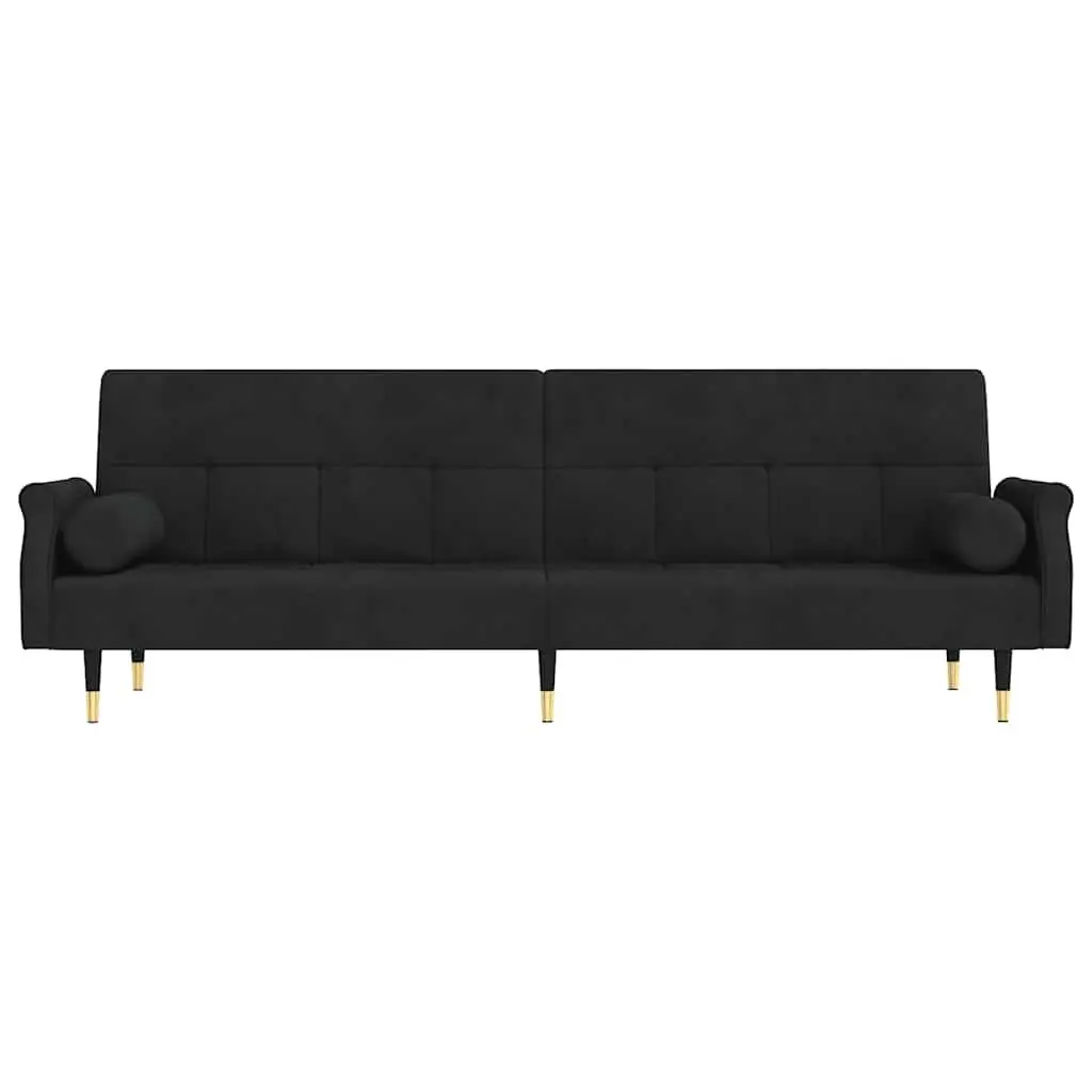 Black Velvet Sofa Bed with Adjustable Comfort