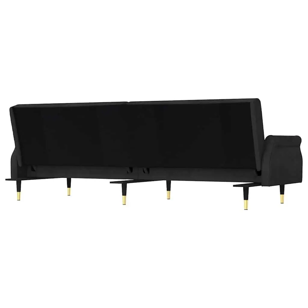 Black Velvet Sofa Bed with Adjustable Comfort
