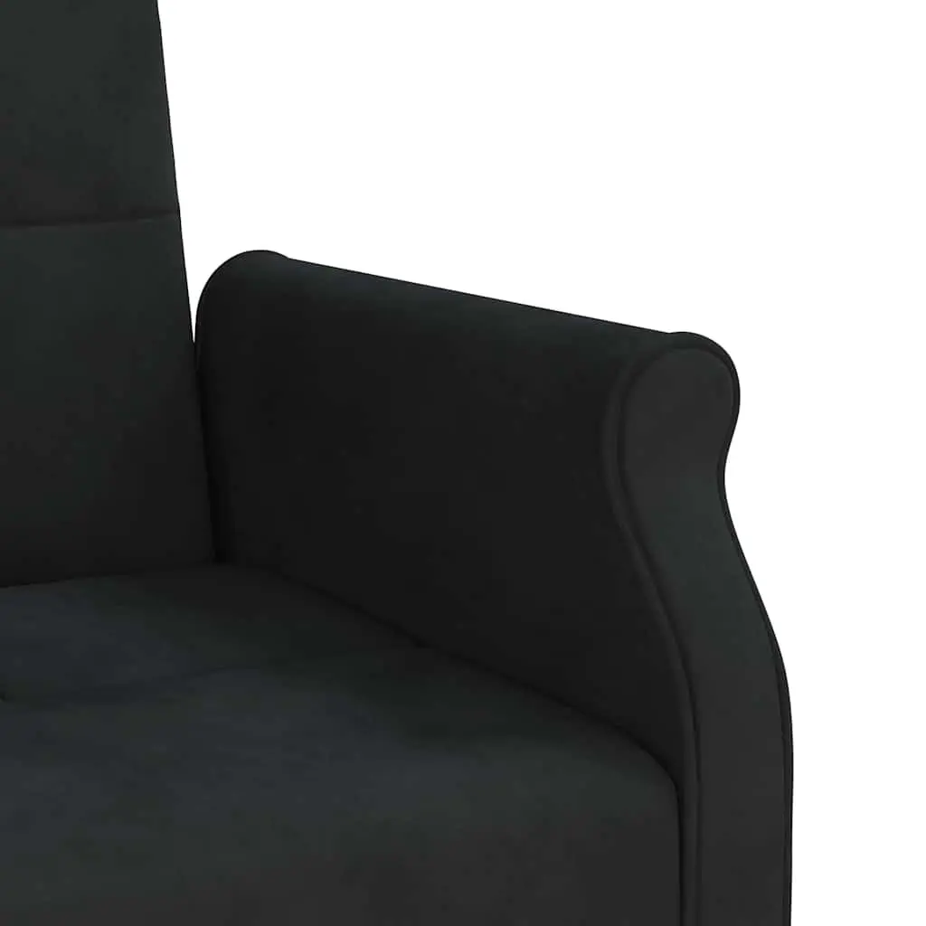 Black Velvet Sofa Bed with Adjustable Comfort