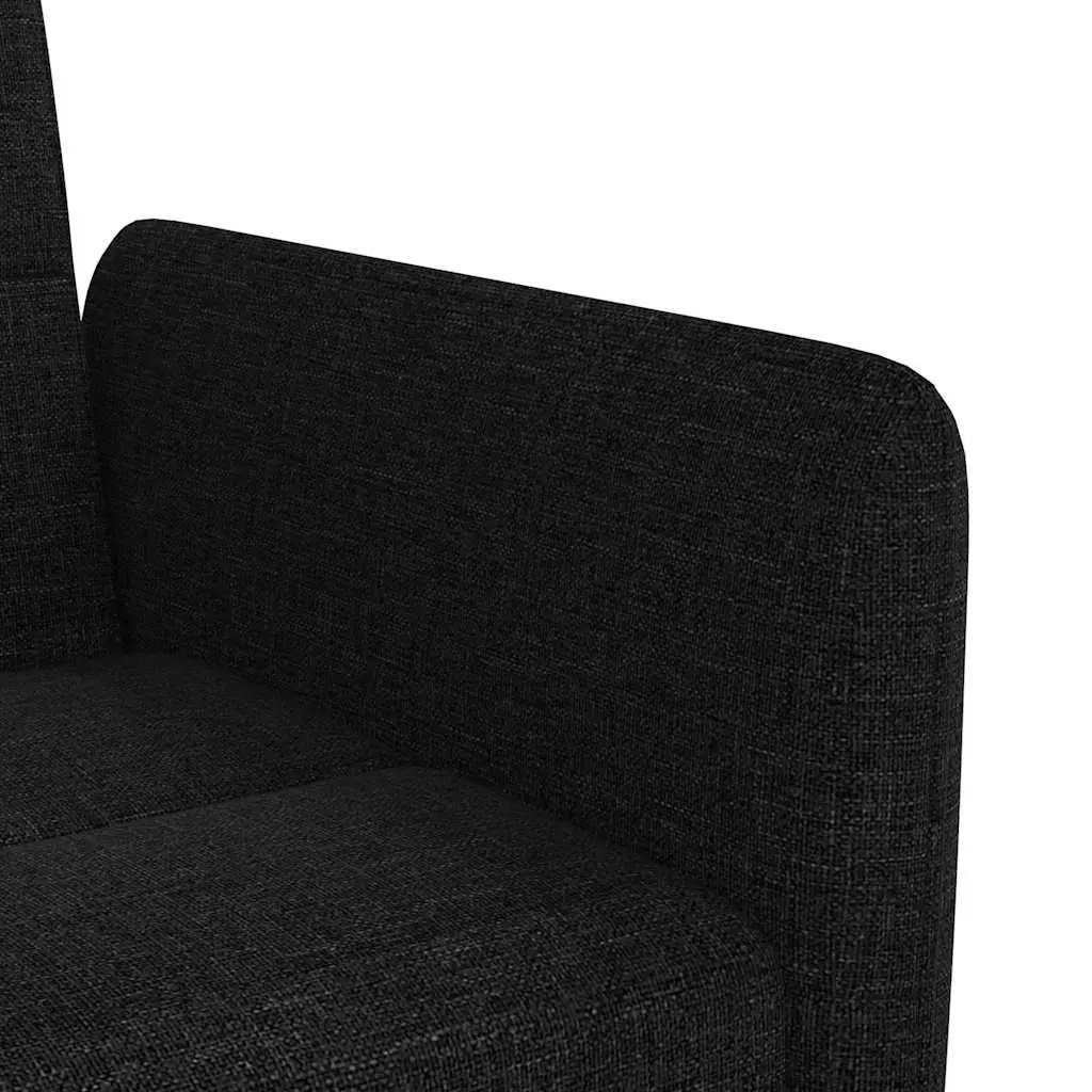 Sofa Bed Black Fabric Adjustable Backrest with Cup Holders and USB Charging Ports