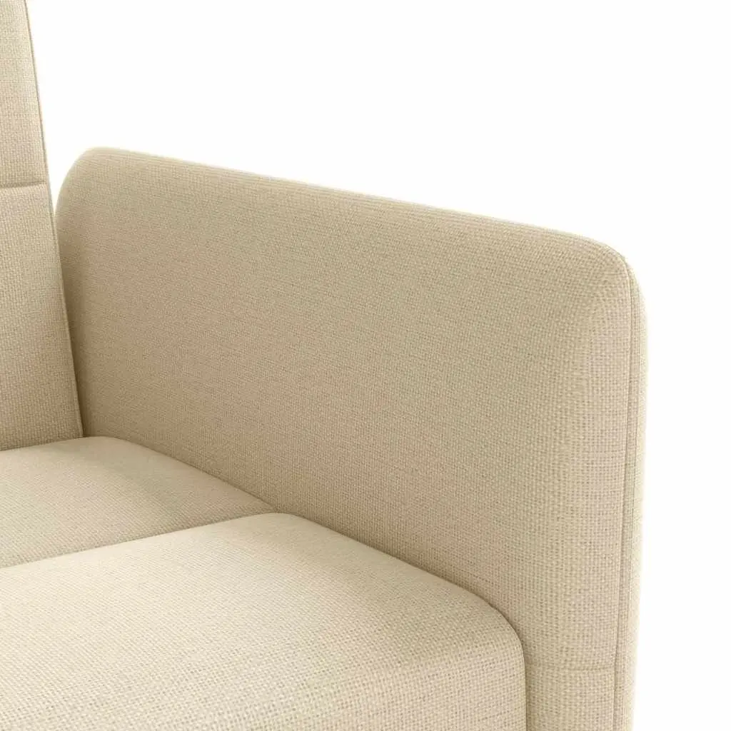 Sofa Bed Cream Fabric Adjustable Backrest Sleeper Couch with Cup Holders