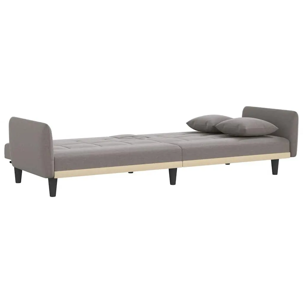Adjustable Sofa Bed with USB Charging and Cup Holders in Taupe Fabric