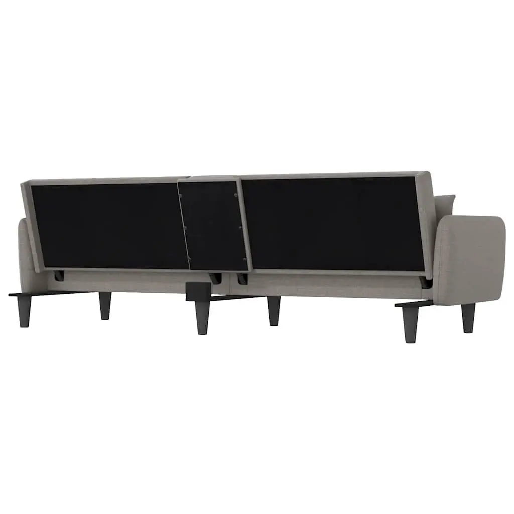 Adjustable Sofa Bed with USB Charging and Cup Holders in Taupe Fabric