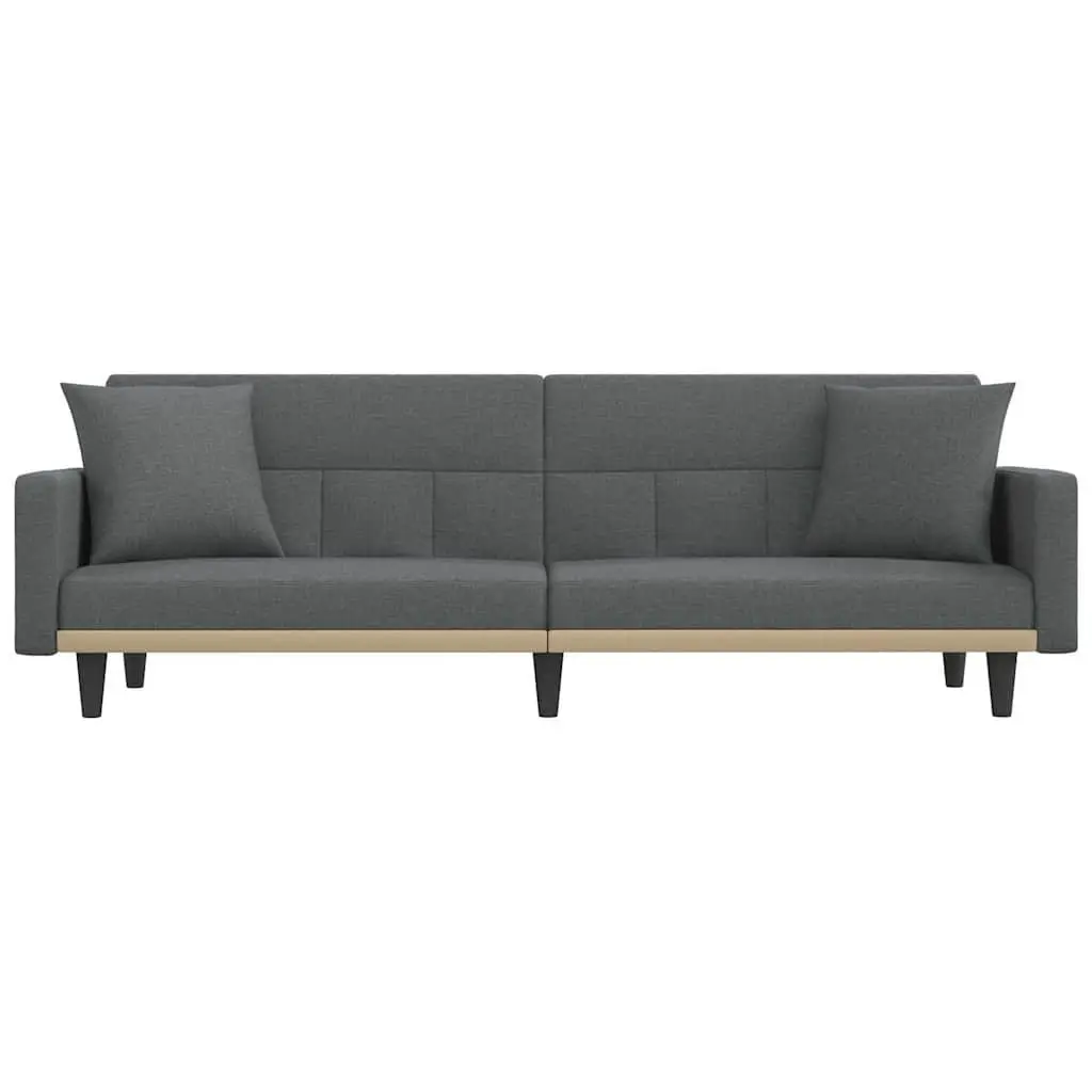 Sofa Bed with Cushions Grey Fabric Adjustable Backrest Sleeper Couch Guest Bed