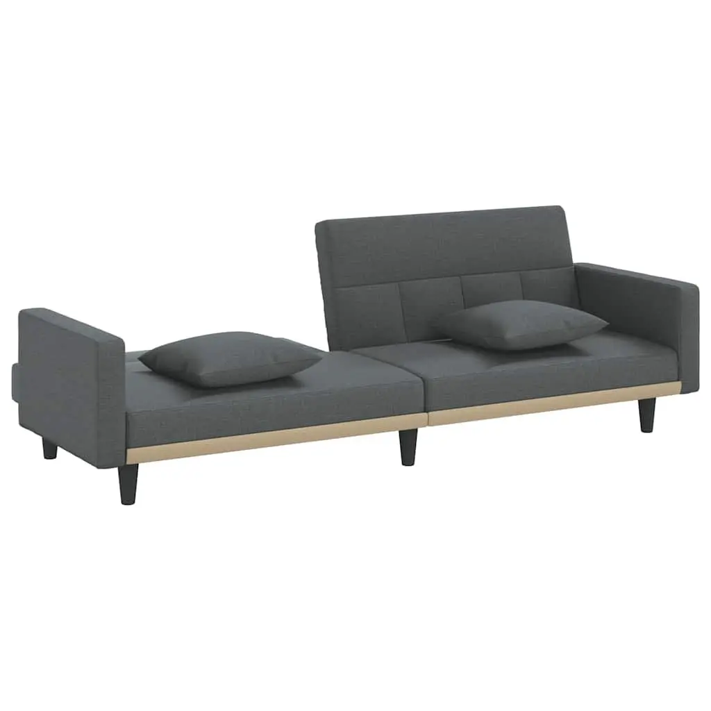 Sofa Bed with Cushions Grey Fabric Adjustable Backrest Sleeper Couch Guest Bed
