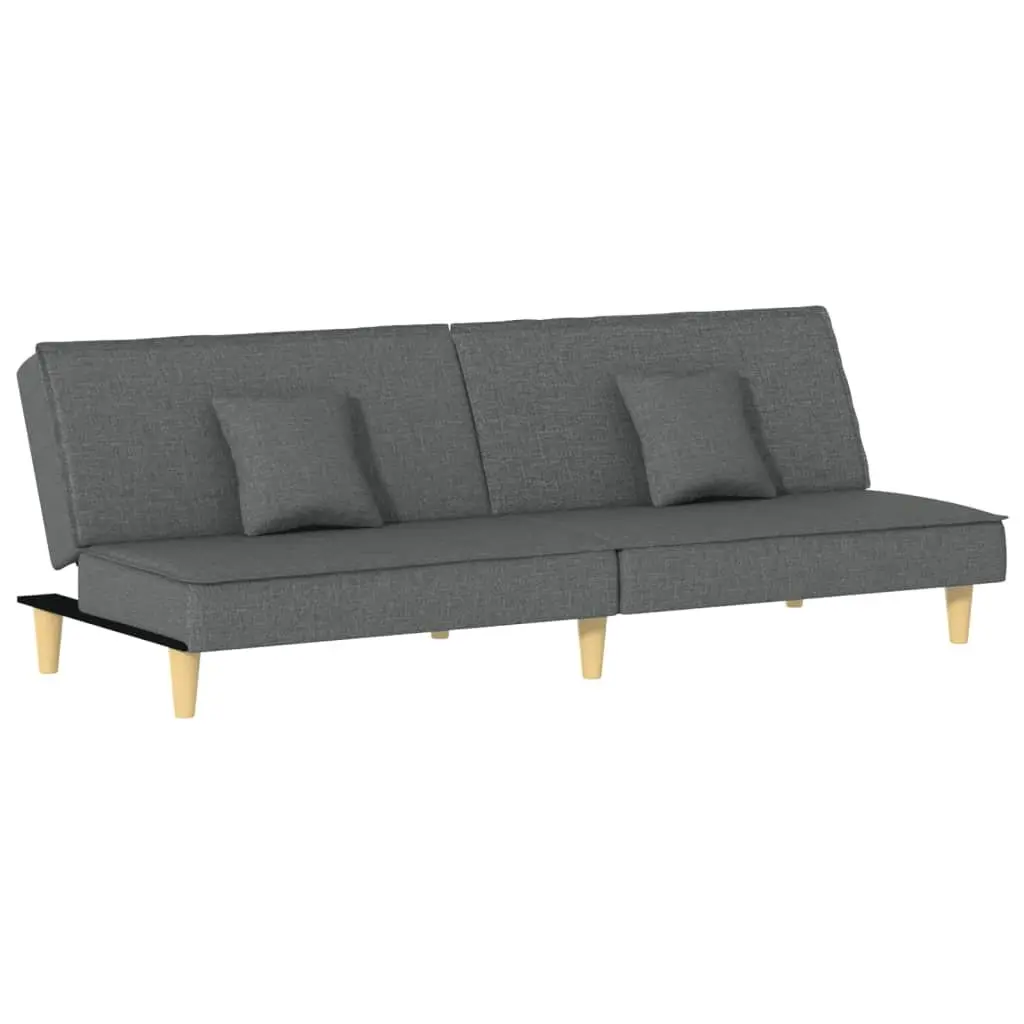 Sofa Bed Grey Fabric Adjustable Backrest Sleeper Couch