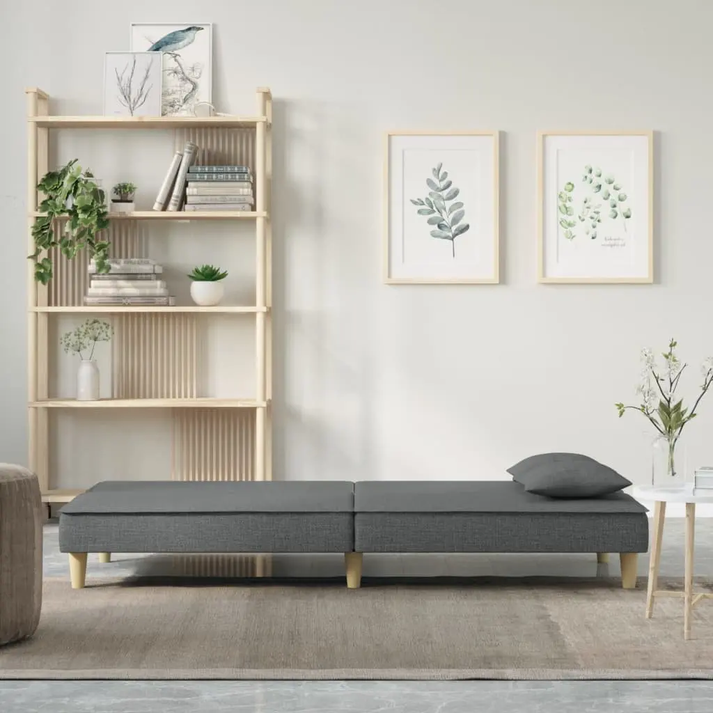 Sofa Bed Grey Fabric Adjustable Backrest Sleeper Couch
