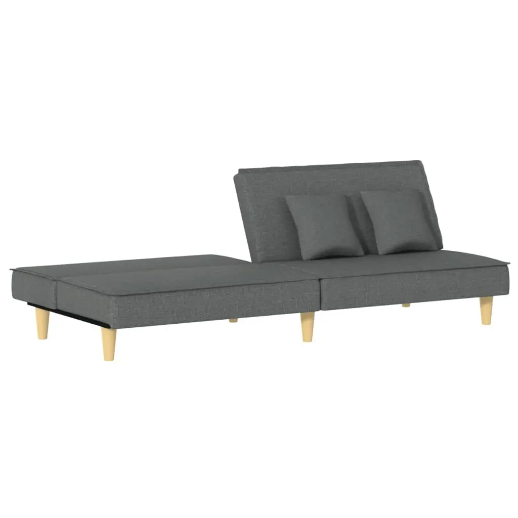 Sofa Bed Grey Fabric Adjustable Backrest Sleeper Couch