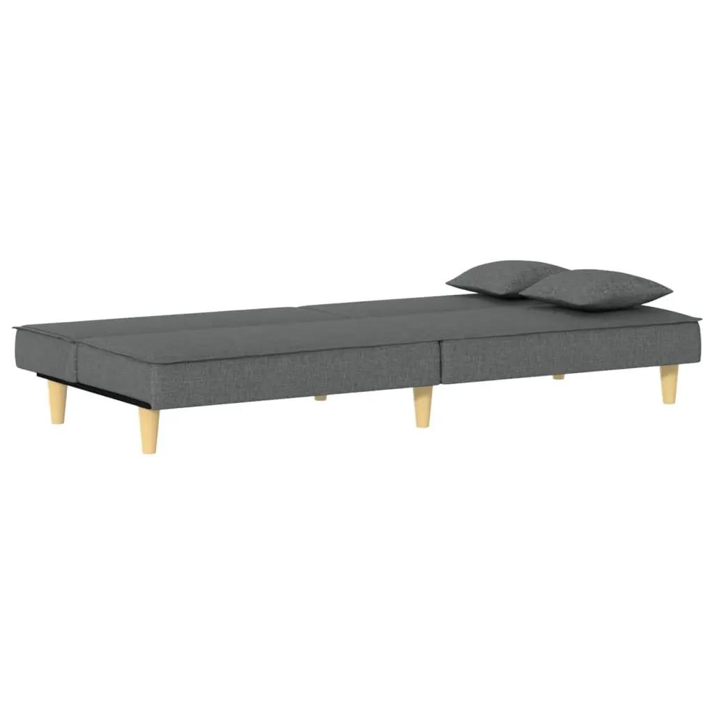 Sofa Bed Grey Fabric Adjustable Backrest Sleeper Couch